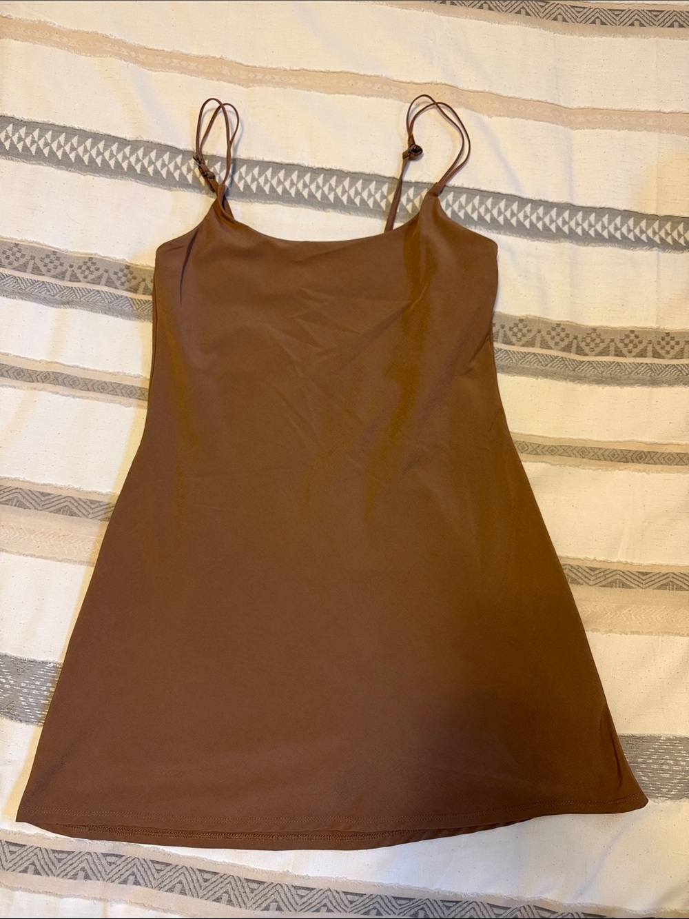 Brown Spaghetti Strap Slip Dress